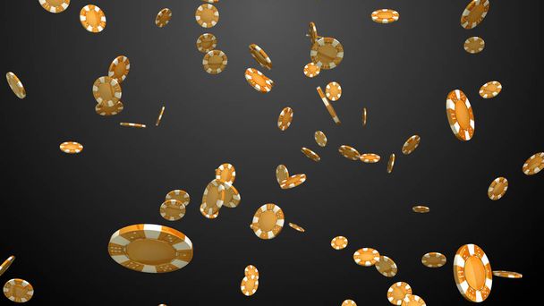 Caída de fichas de casino de oro sobre fondo gris 3d ilustración
 - Foto, imagen