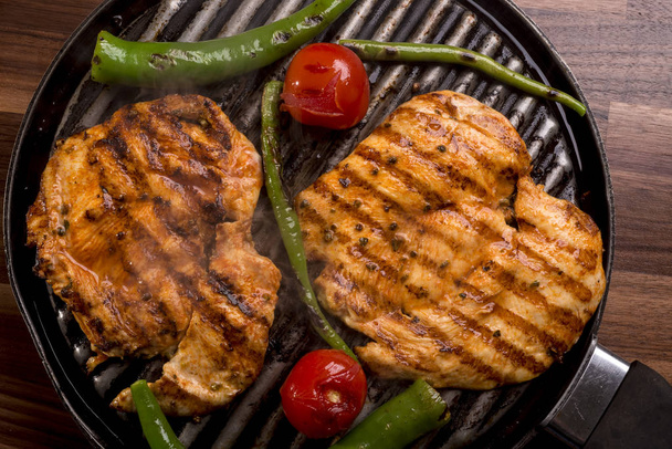 Grilled chicken breast in different variations. Food photo.  - Photo, Image