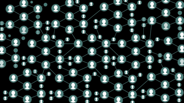 Social network connections. Connecting people on the internet, nodes transforming into the shape of a world map. Motion graphic animation network. People network growing rapidly into a social media. - Photo, Image