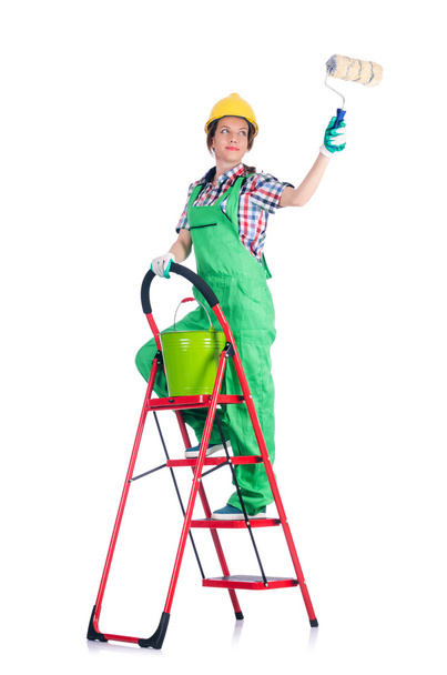 Femme réparatrice avec échelle - Photo, image