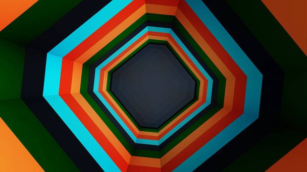 Animatie van kleurrijke achthoek tunnel. Regenboog Octagon. Een eenvoudige animatie tunnel type video. Kleurrijke en effectieve. - Foto, afbeelding