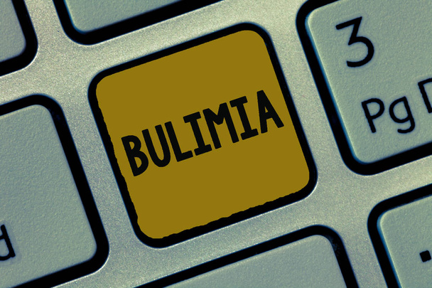 Textzeichen mit Bulimie. Extreme Besessenheit, übergewichtig zu werden - Foto, Bild