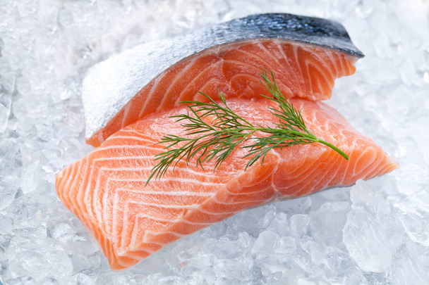 Fresh salmon on ice  - Photo, image