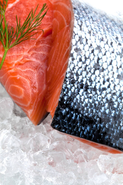 Fresh salmon on ice  - Fotó, kép