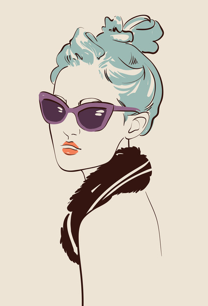 woman in glasses - Vector, Image