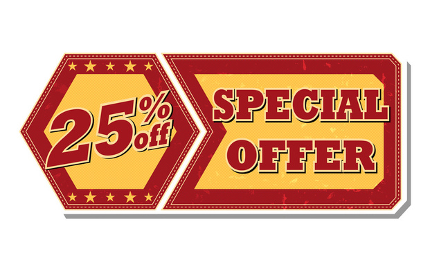 25 percentages off special offer - retro label - Photo, Image
