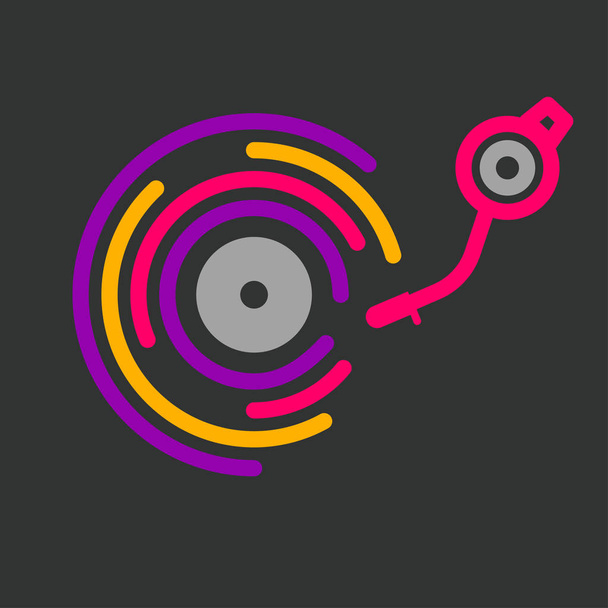 logo de la línea dj, icono del festival de música, placa giratoria con aguja en estilo plano. Ilustración vectorial
 - Vector, Imagen