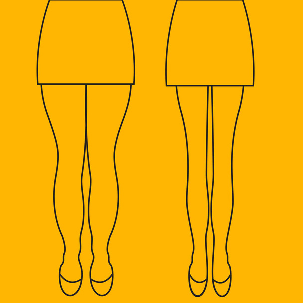 Жіночі товсті і стрункі ноги до і після втрати ваги, красиве тіло, ліпосакція ніг, масаж ніг. Векторні ілюстрації
 - Вектор, зображення