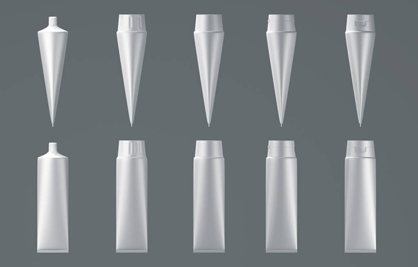 3D λευκό γυαλιστερό πλαστικό σωλήνα για ιατρική ή καλλυντικά - Φωτογραφία, εικόνα