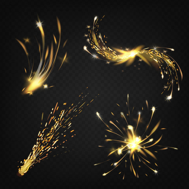 Vector realistic fireworks, sparks from welding, burning - Vektor, kép