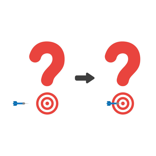 Illustration vectorielle icône concept de point d'interrogation avec oeil de taureau et fléchette au centre
. - Vecteur, image