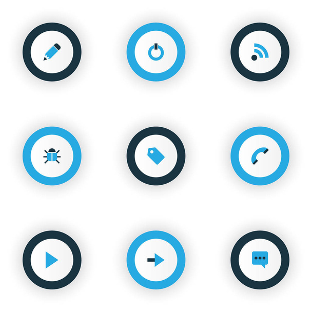 User icons colored set with label, edit, call and other badge elements. Isolated vector illustration user icons. - Vector, Image
