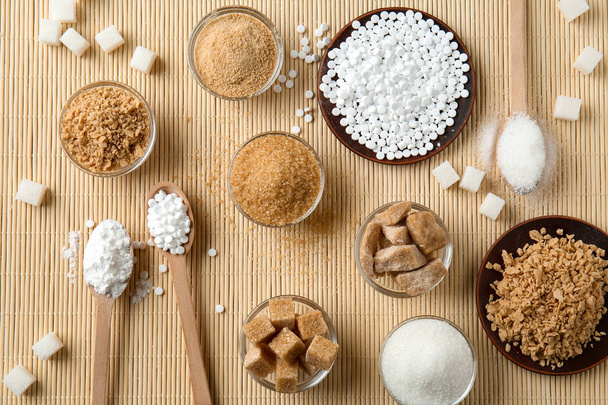 Different kinds of sugar on table - Photo, Image