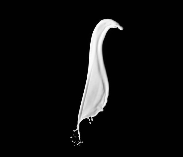 Splash of milk on black background - Фото, зображення