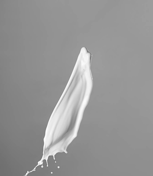 Salpicadura de leche sobre fondo gris
 - Foto, imagen