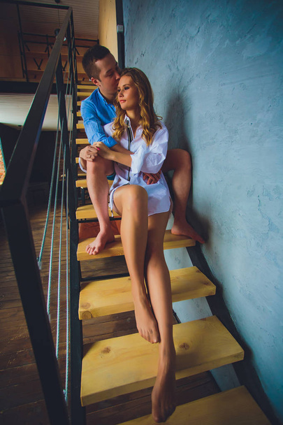 Full length young couple stairs - Foto, Imagen