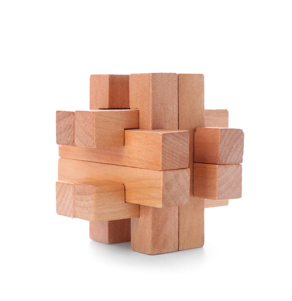 dřevěné puzzle na bílém pozadí - Fotografie, Obrázek