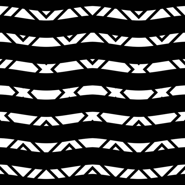 Çizgili geometrik soyut seamless modeli siyah ve beyaz renkleri - Vektör, Görsel