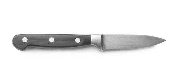 Couteau avec poignée noire sur fond blanc - Photo, image