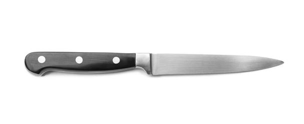 Couteau avec poignée noire sur fond blanc - Photo, image