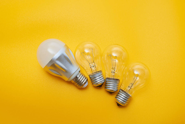 minimalistic wallpaper, composition with light bulbs - Foto, Imagen