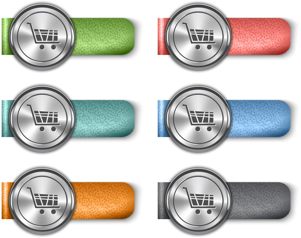 Online store metallic web elements on colorful leather straps - Wektor, obraz