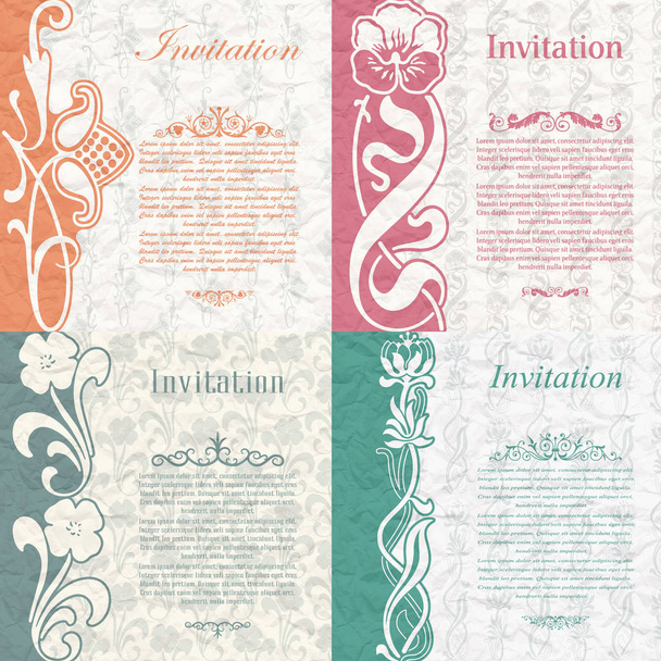 Set of vintage background for the invitation with flowers - ベクター画像
