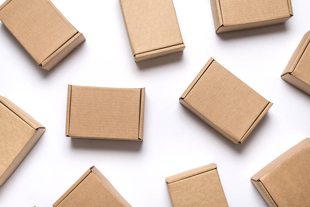 Lot of cardboard boxes on white background - Foto, immagini