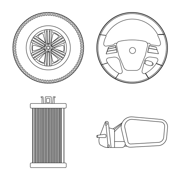 Vector illustration of auto and part sign. Set of auto and car stock symbol for web. - Vettoriali, immagini