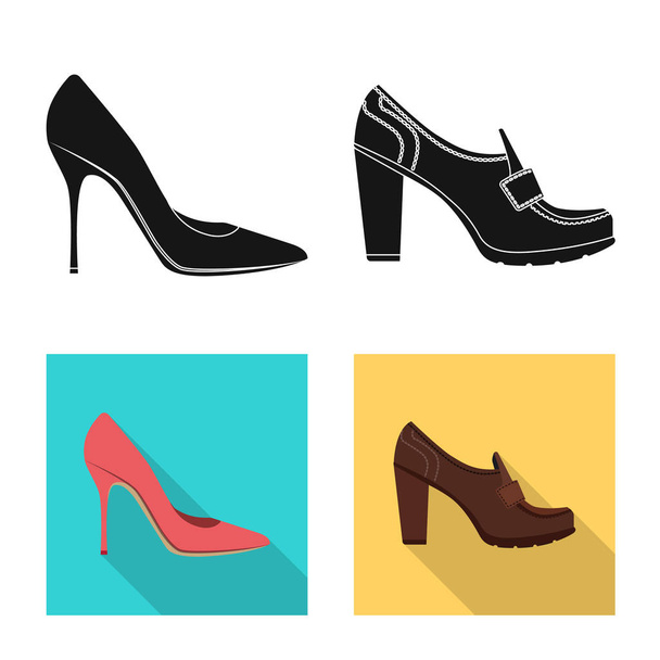 Isolated object of footwear and woman icon. Collection of footwear and foot vector icon for stock. - Vektor, obrázek