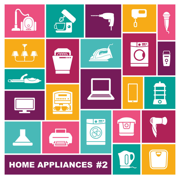 Home appliances icons in flat style. Vector illustration - Vector, Image