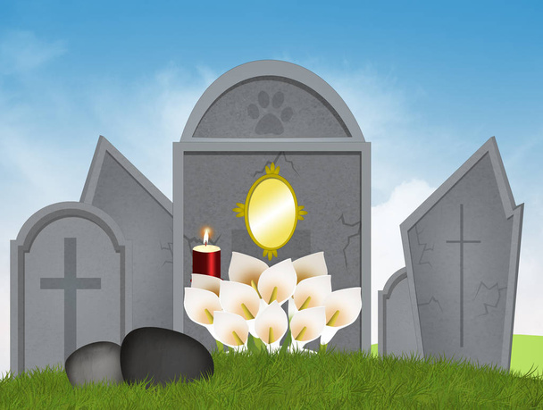 ilustrace z náhrobků na hřbitově - Fotografie, Obrázek