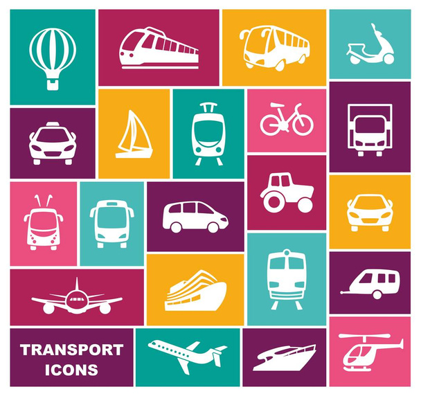Transport icons in flat style. Vector illustration - Vector, Image