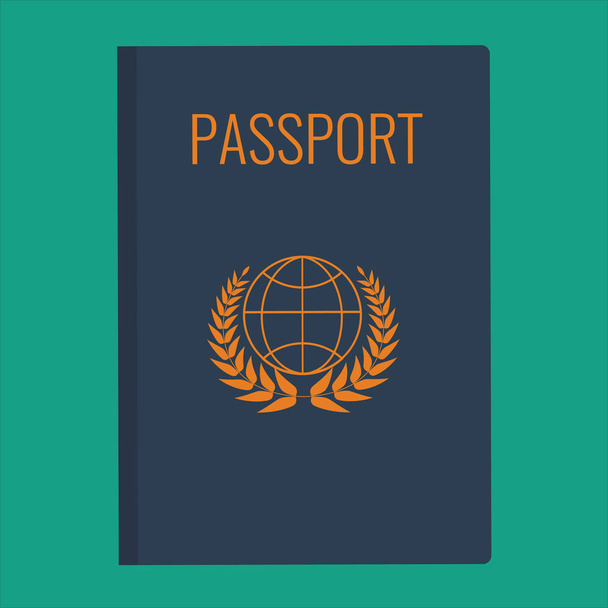 Синій паспорт покриття Векторні ілюстрації. Паспорт плоский дизайн обкладинки. - Вектор, зображення