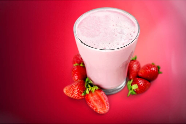 tasty milk shake, fruity yogurt  - Фото, изображение