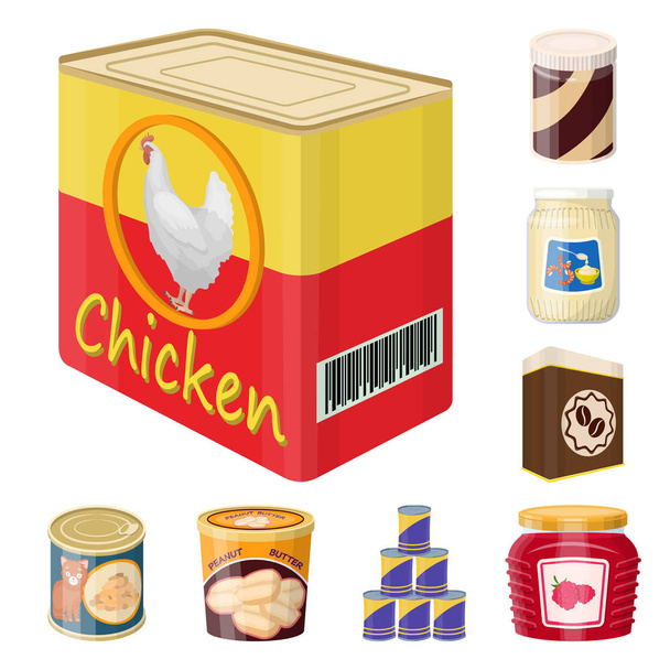 Objet isolé de boîte et symbole de nourriture. Collection d'illustrations vectorielles de boîtes et d'emballages
. - Vecteur, image