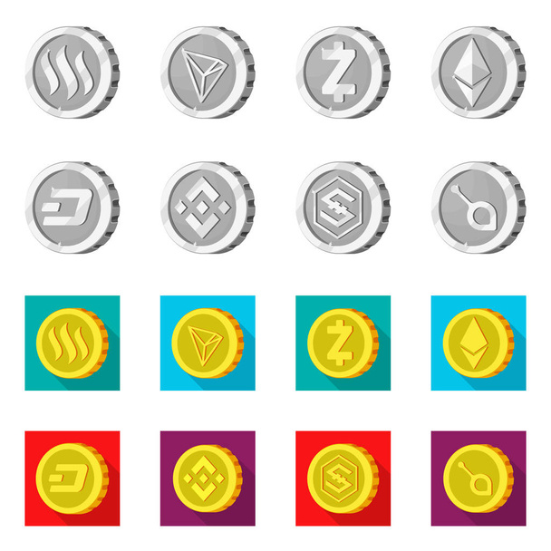 isoliertes Objekt von Kryptowährung und Münzsymbol. Abbildung von Kryptowährungen und Kryptoaktienvektoren. - Vektor, Bild
