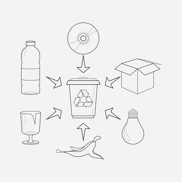 Elemento de línea de icono de separación de residuos. ilustración de la línea de iconos de separación de residuos aislados en un fondo limpio para el diseño del logotipo de su aplicación móvil web
. - Foto, imagen