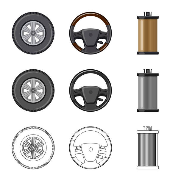 Isolated object of auto and part logo. Set of auto and car stock symbol for web. - Vektor, obrázek