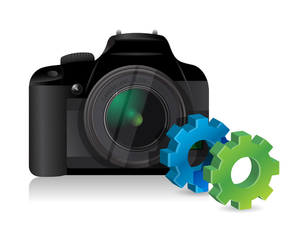 camera with industrial gears - Foto, Imagem