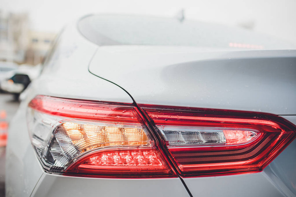 taillight back light with brilliant reflections auto white body - Fotoğraf, Görsel