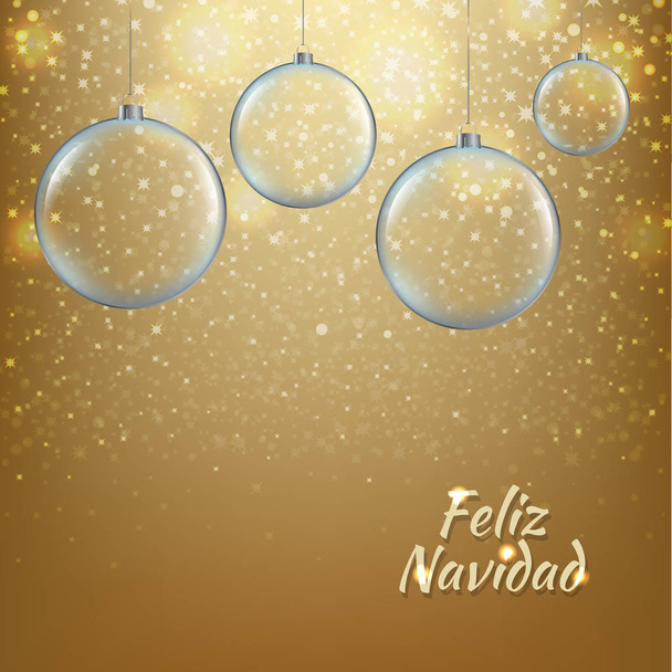 Weihnachtskugeln mit goldenem Hintergrund mit Gradientennetz, Vektorillustration - Vektor, Bild