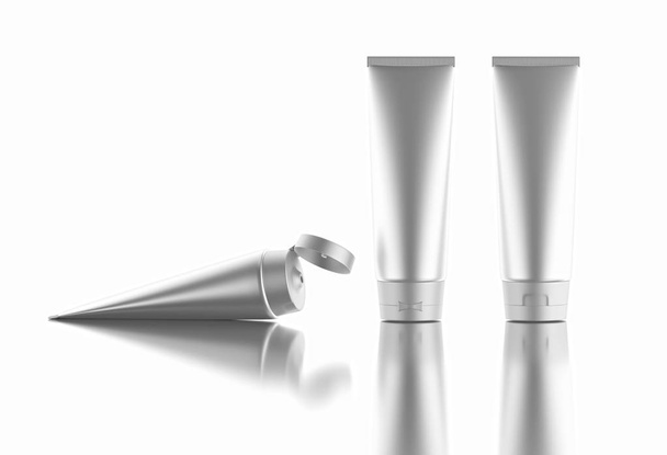 weiße, glänzende Kunststoffröhre für Medizin oder Kosmetik - Foto, Bild