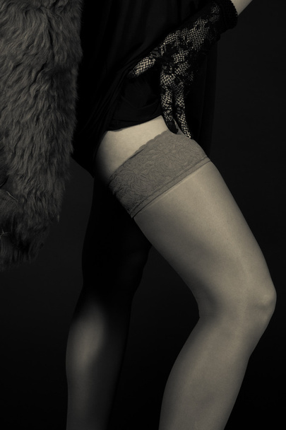 Stockings-sexy glamour.Dressing vintage nylon stockings-pinup style - Фото, зображення