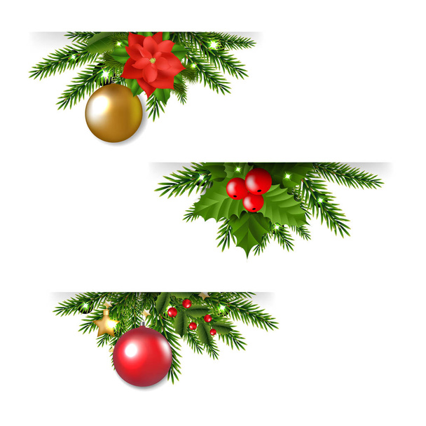 Christmas Garland Set White Background With Gradient Mesh, Vector Illustration - Vector, Image