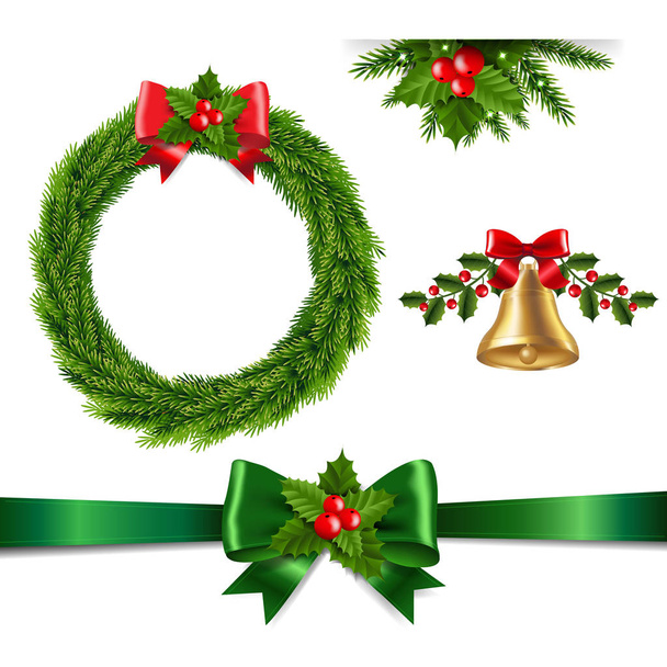 Рождественский набор, изолированный с градиентной сеткой, векторная иллюстрация - Вектор,изображение