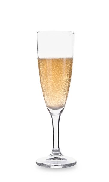 glas champagne op witte achtergrond - Foto, afbeelding