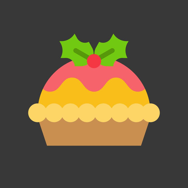 vector ilustración de icono de pastel con muérdago, concepto de Navidad
 - Vector, imagen