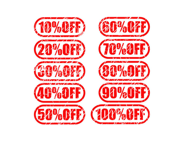 set of sale signs with various percents range, vector illustration - Vektori, kuva