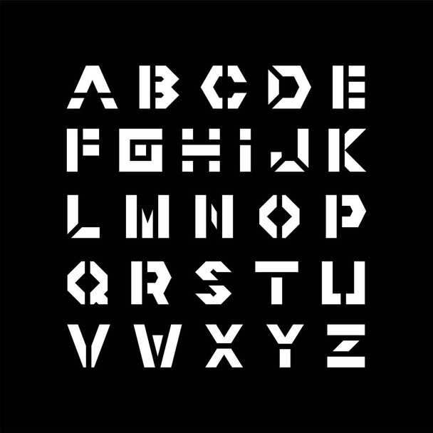 Vector techno font - modern futuristic design. Creative english alphabet. Bold latin letters - Vettoriali, immagini